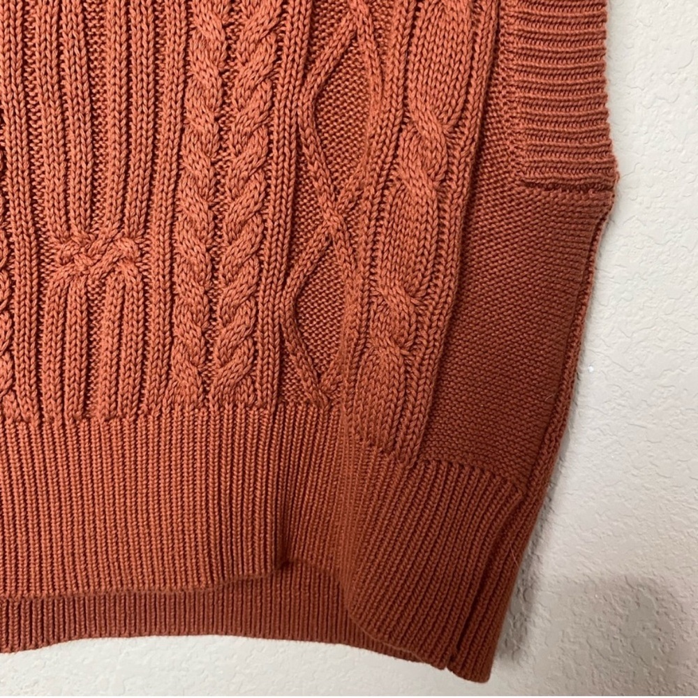 Broadway 38 Cable Knit Sleeveless Sweater - Rust - Picture 6 of 6